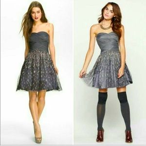 Adrianna Papell strapless gray sparkle homecoming HOCO dress